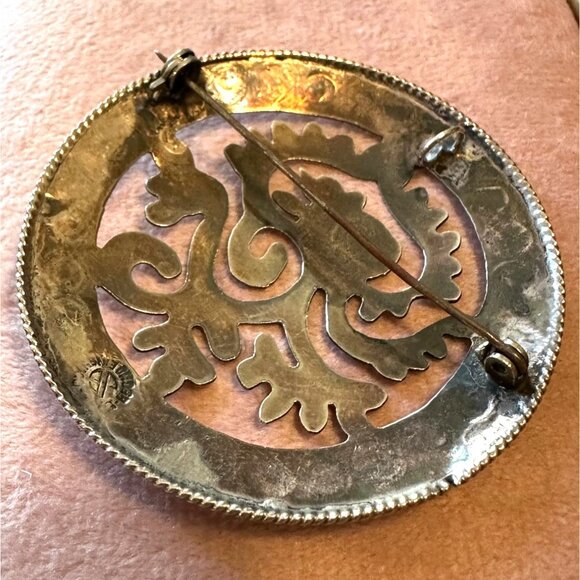 Vintage Taxco Mexico Sterling Silver Brooch/Pendant With Ornate Cutout Design - Picture 12 of 15